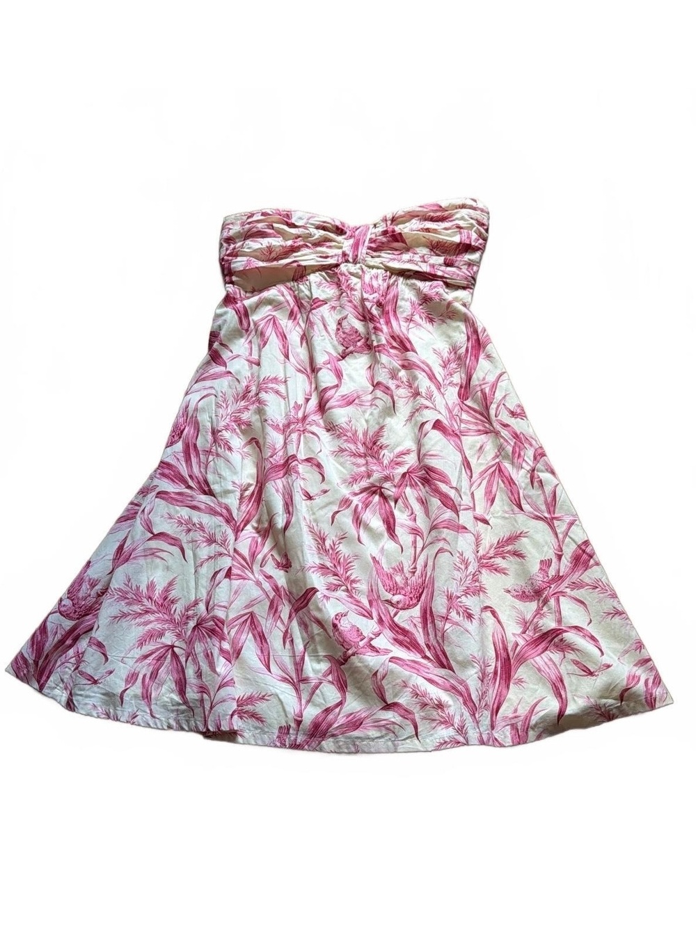 Anthropologie Tabitha Strapless Mini Dress 10 Cream Pink Floral Garden Party